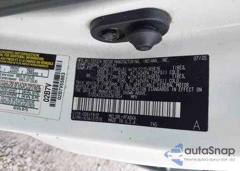 2005 Toyota Sienna Le из США, поврежденный, VIN 5TDZA23C55S361654